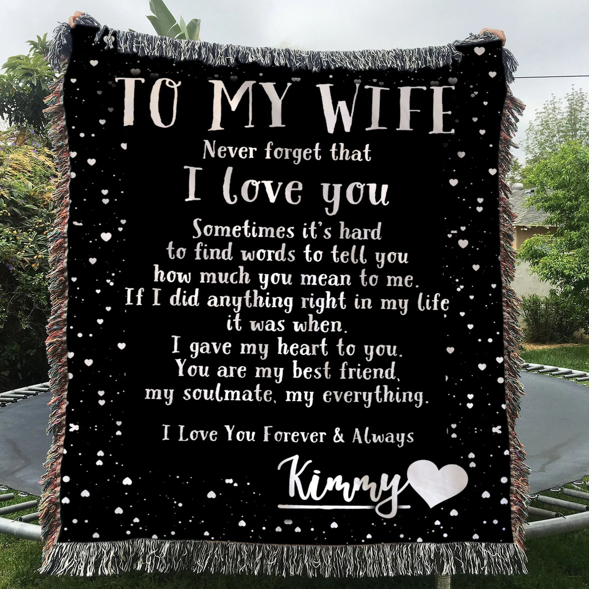 Custom Woven Blanket To My Wife Personalized Woven Throw Blanket - Gift for Wife -A Loves Gift