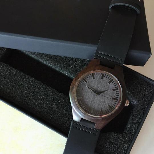 Great Engraved Zebrawood Ebony Wooden Watch Gifts For Dad-A Loves Gift