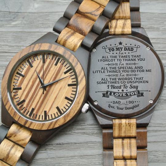 Great Engraved Zebrawood Ebony Wooden Watch Gifts For Dad-A Loves Gift