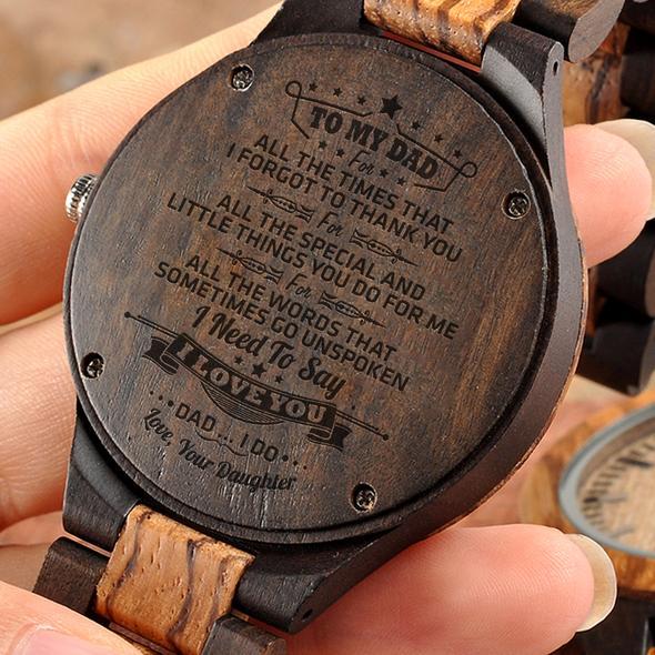 Great Engraved Zebrawood Ebony Wooden Watch Gifts For Dad-A Loves Gift