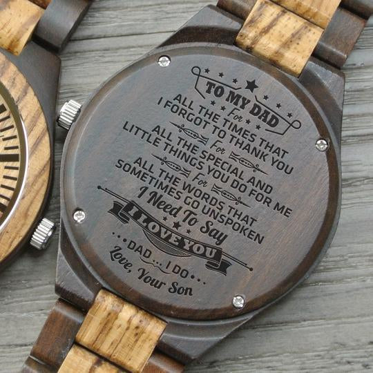 Great Engraved Zebrawood Ebony Wooden Watch Gifts For Dad-A Loves Gift