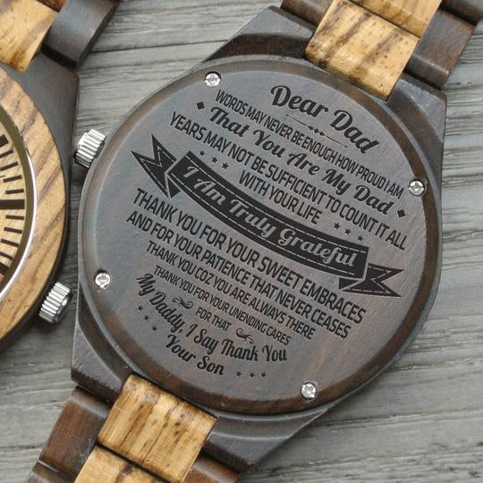 Engraved Zebrawood Wooden Watch - Gifts For Dad-A Loves Gift