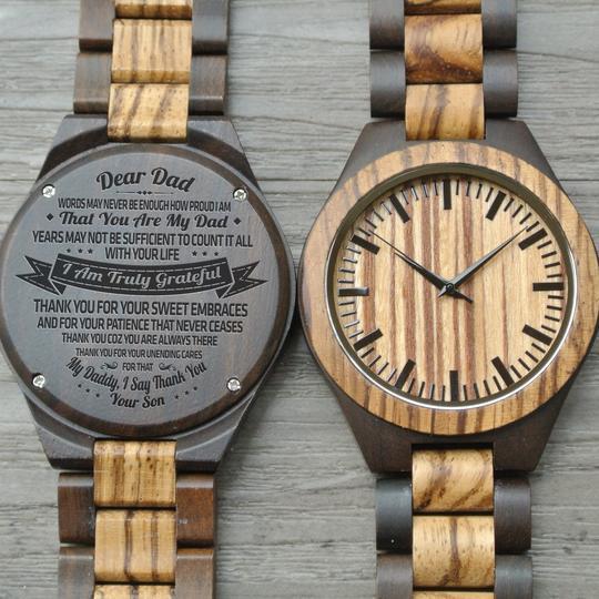 Engraved Zebrawood Wooden Watch - Gifts For Dad-A Loves Gift
