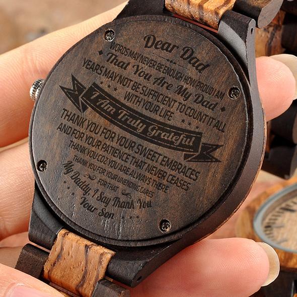 Engraved Zebrawood Wooden Watch - Gifts For Dad-A Loves Gift