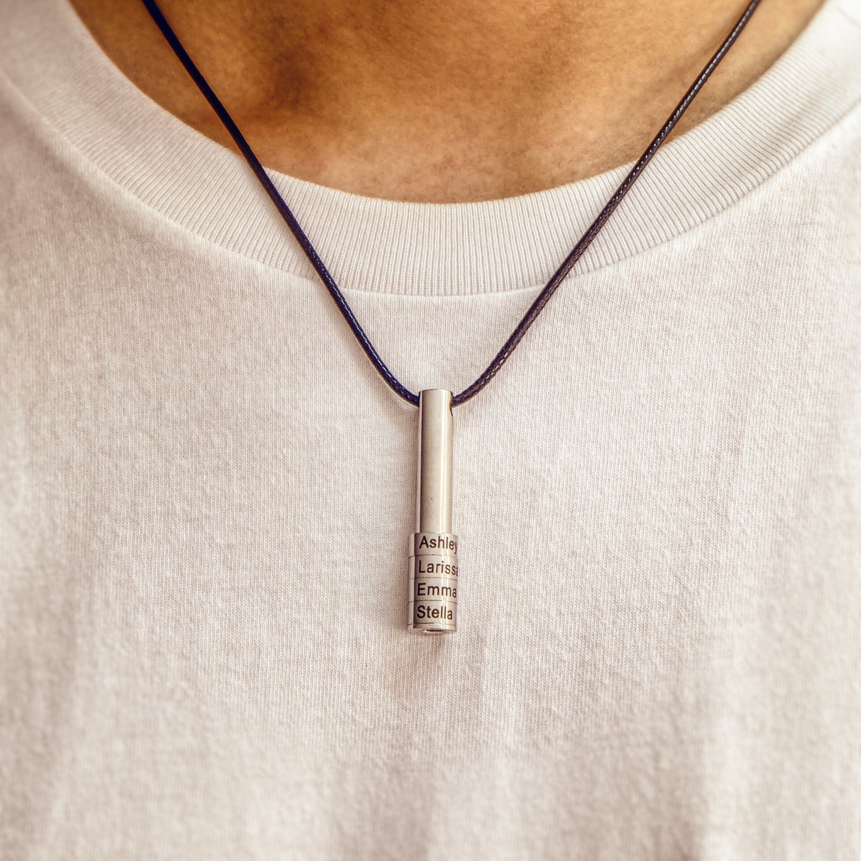 Engraved Family Name Bar Necklace For Men-A Loves Gift