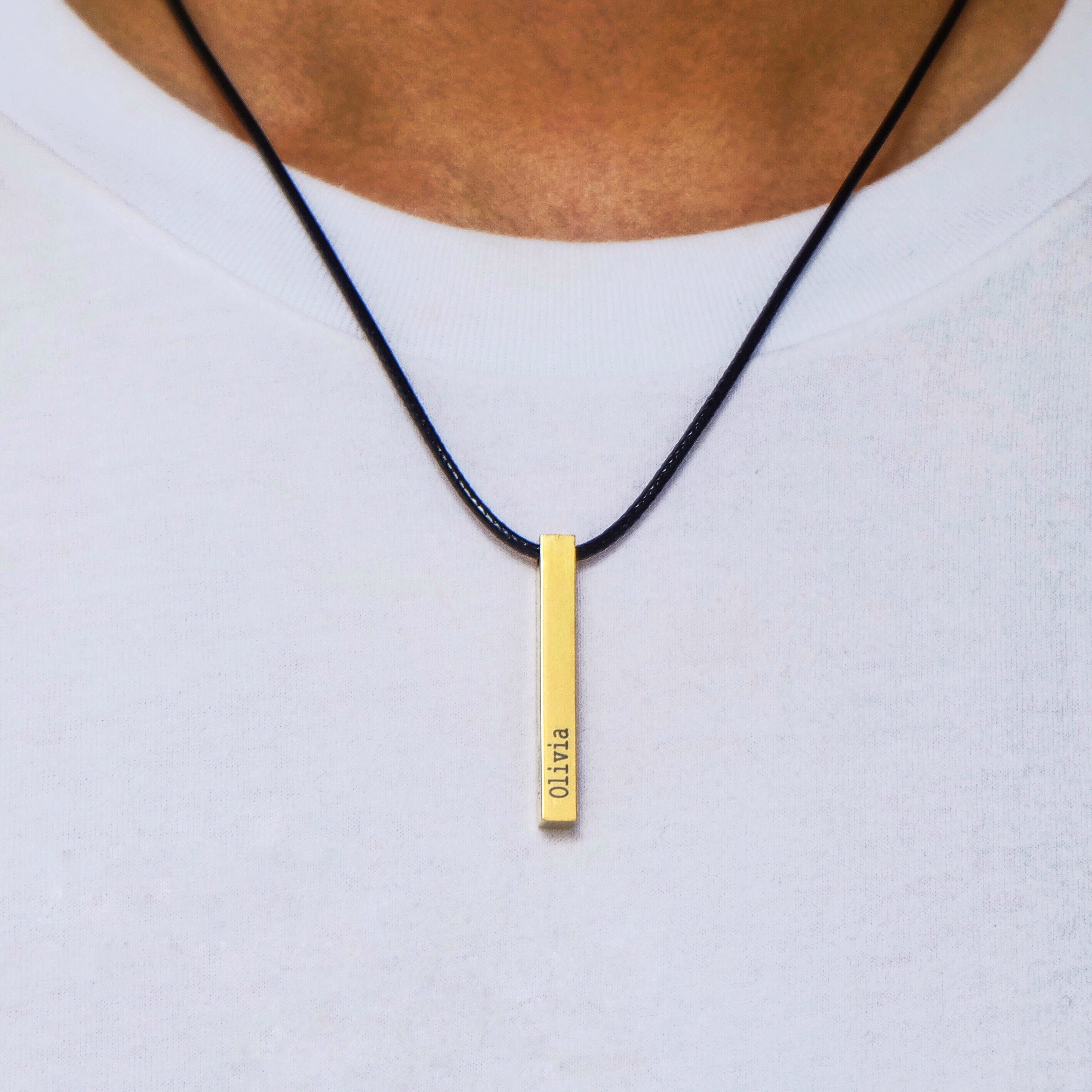 Engraved 3D Bar Necklace for Men-A Loves Gift