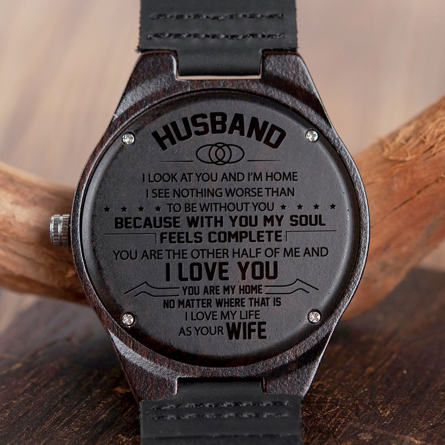 HUSBAND WIFE - LOOK AT YOU - WOOD WATCH-A Loves Gift