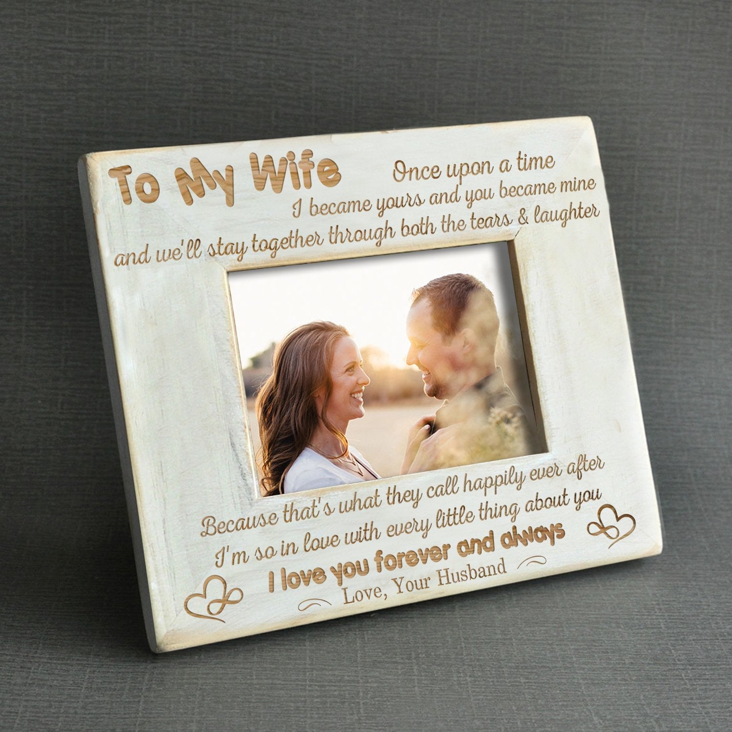 WIFE HUSBAND - STAY TOGETHER THROUGH BOTH THE TEARS &amp; LAUGHTER - WOOD FRAME 