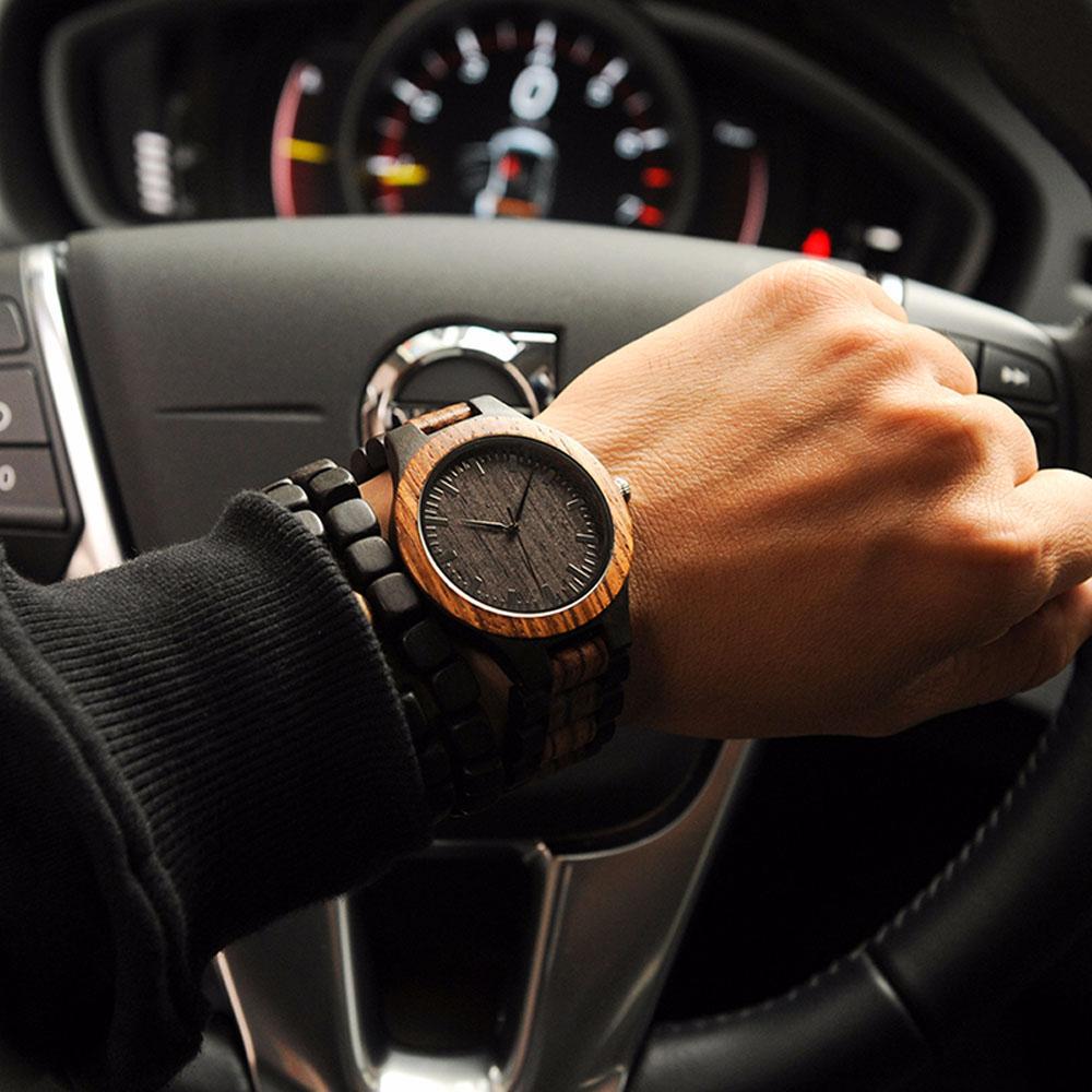 GREAT GIFTS FOR DAD - ENGRAVED WOODEN WATCH // ZEBRAWOOD + EBONY-A Loves Gift
