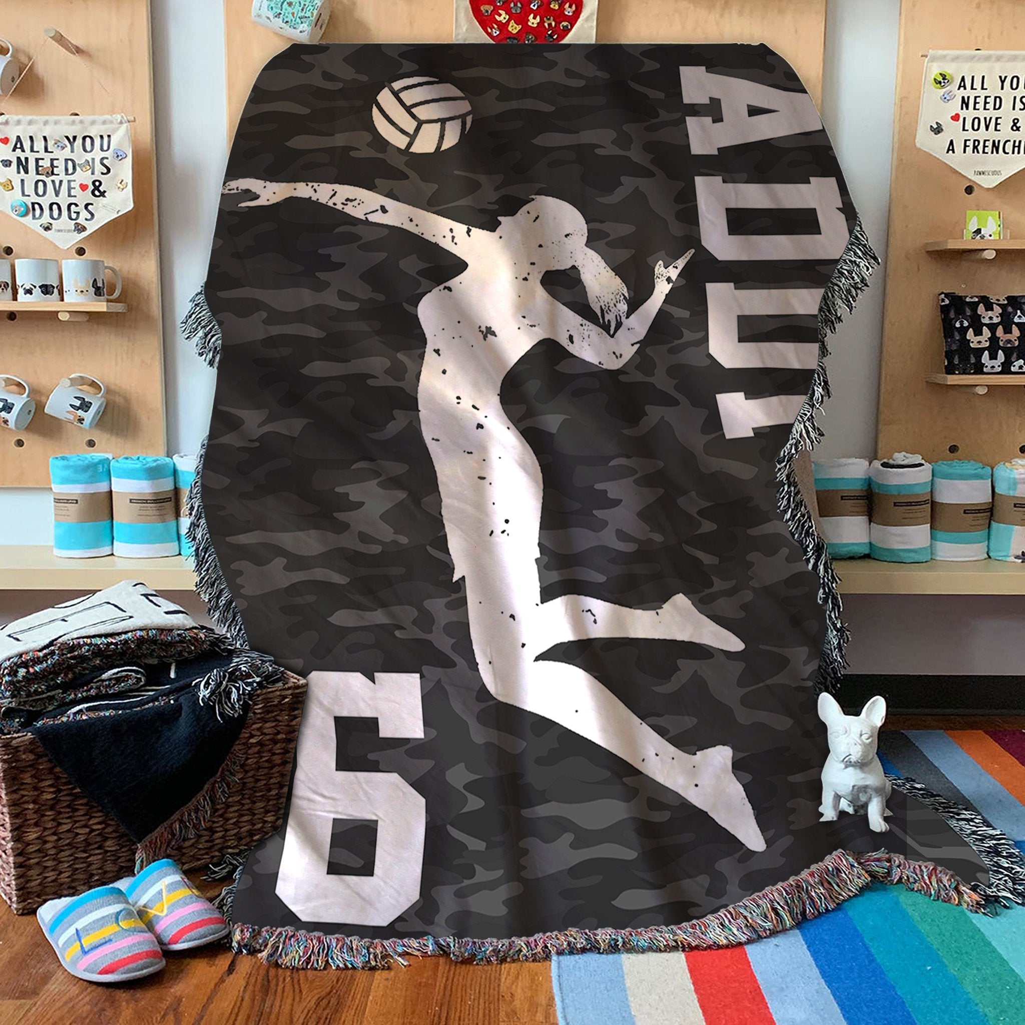 Custom Woven Blanket Volleyball Personalized Name Woven Throw Blanket - 50x60-A Loves Gift