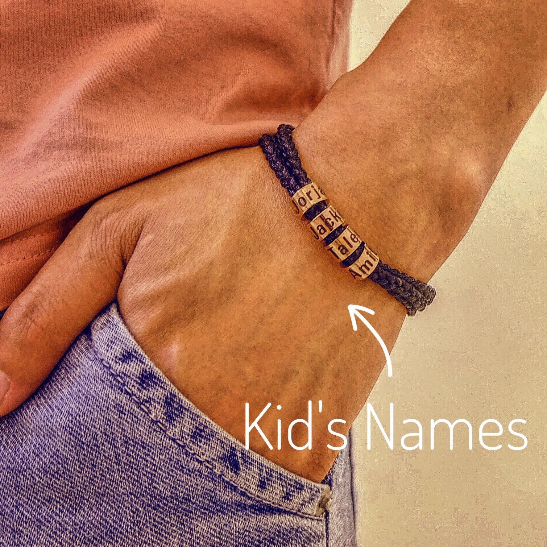 Couple Braided Bracelet with Small Custom Beads