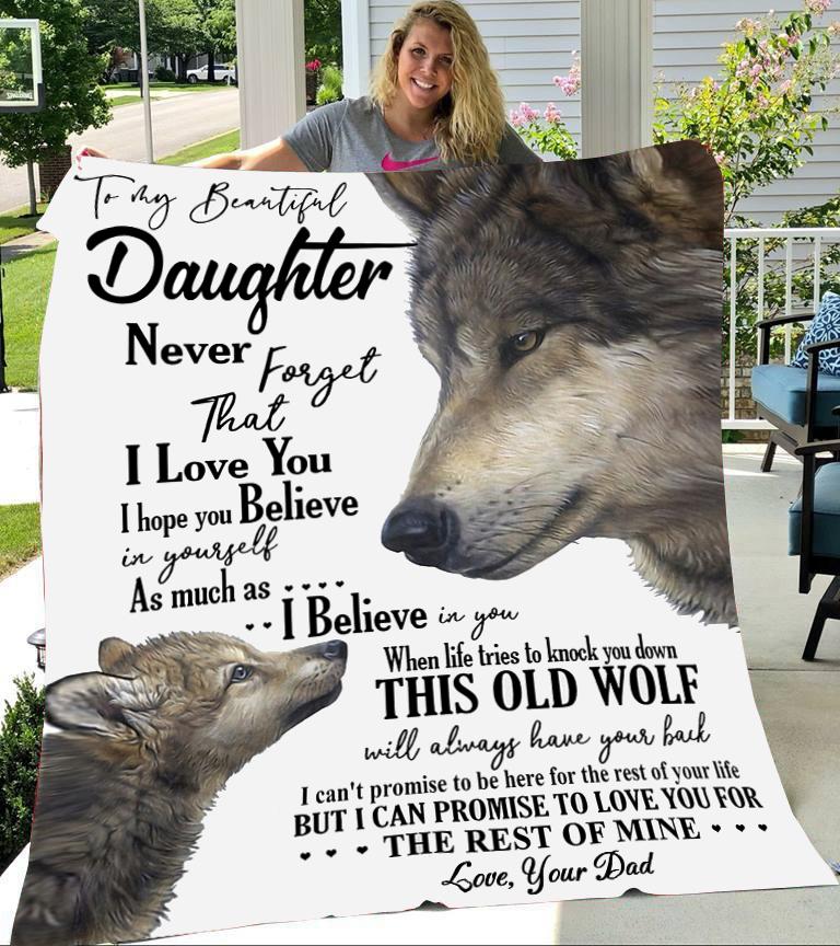 Custom Blankets Wolf To My Daughter Blanket - Gift for Daughter - Fleece Blanket-A Loves Gift