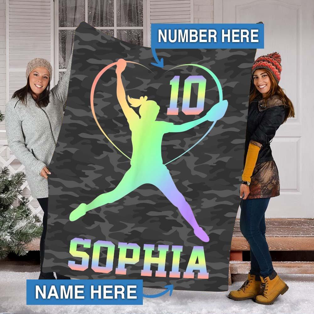 Personalized Softball Blanket Perfect Gift For Teen Girl-A Loves Gift