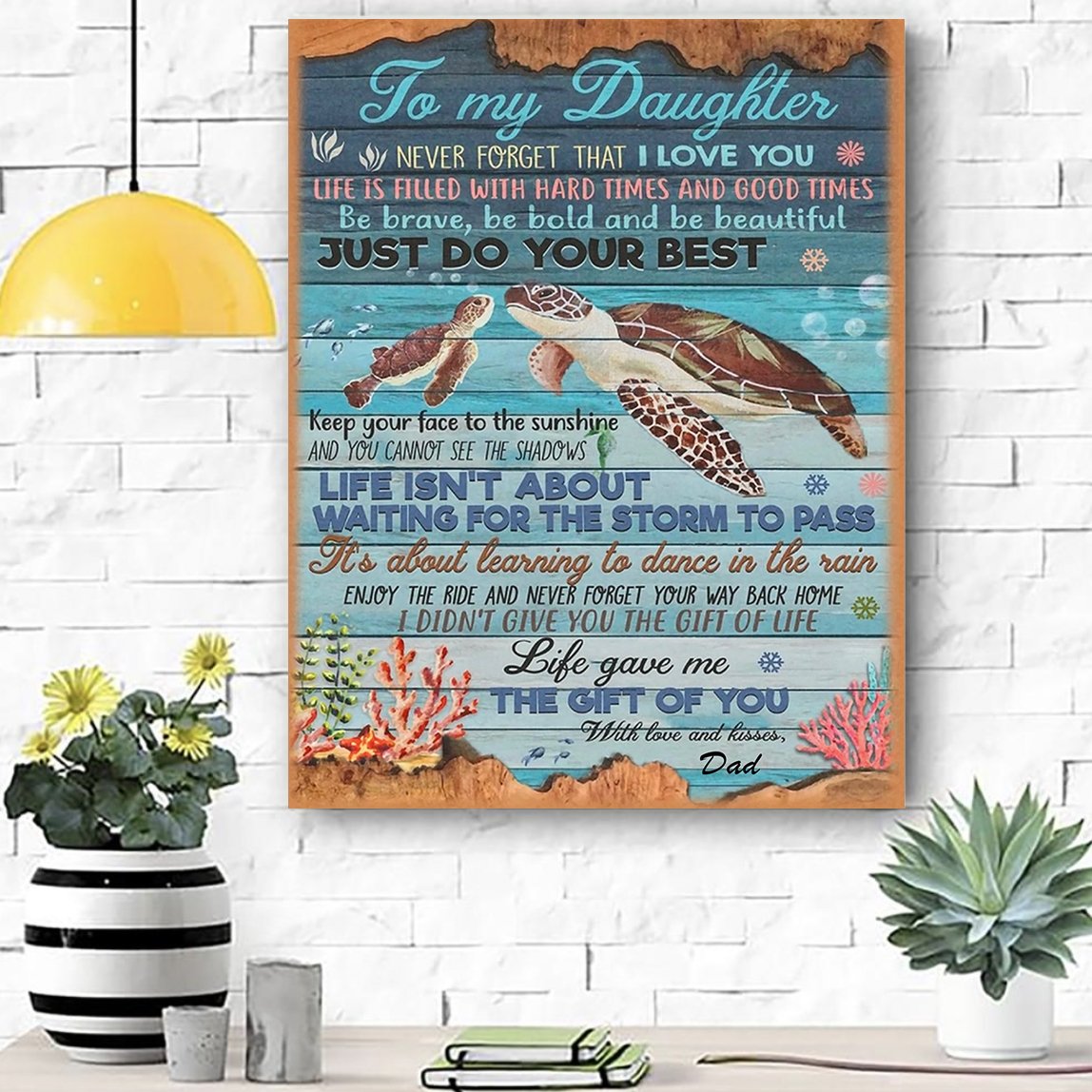 Custom Canvas Turtle To My Daughter Canvas Print Wall Art - Matte Canvas-A Loves Gift