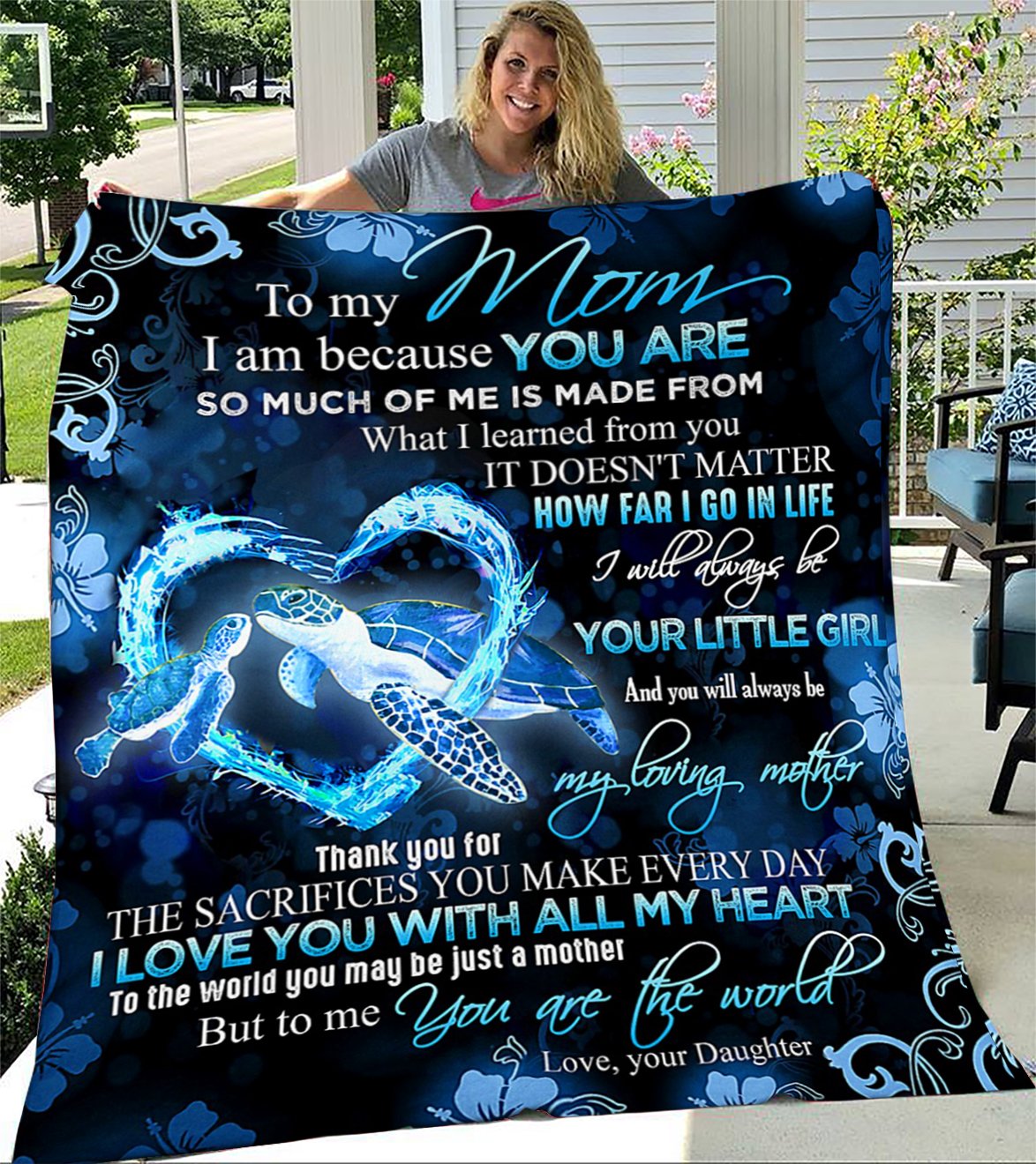 Custom Blanket Turtle To My Mom Blanket - Gift For Mom - Fleece Blanket-A Loves Gift