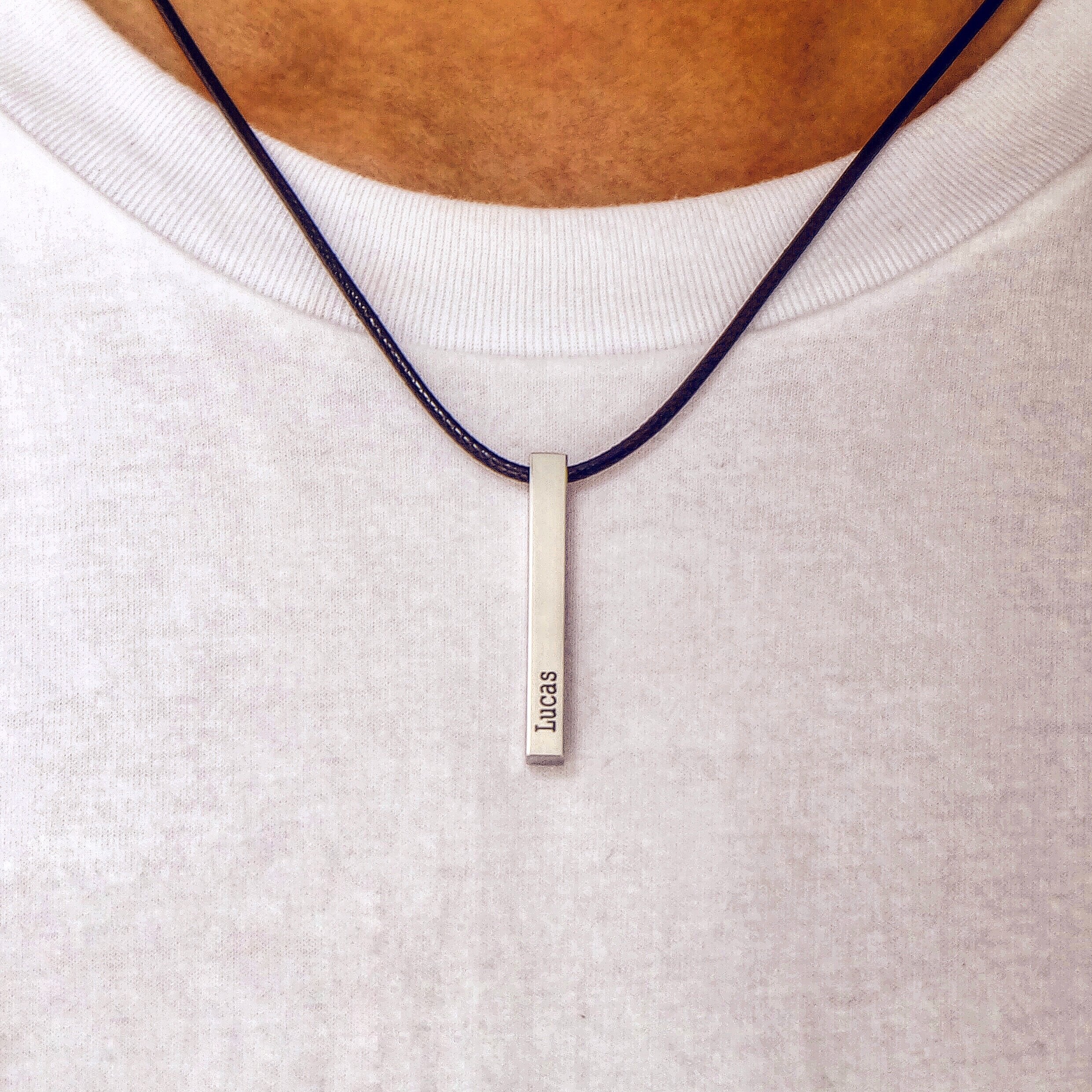 Engraved 3D Bar Necklace for Men-A Loves Gift