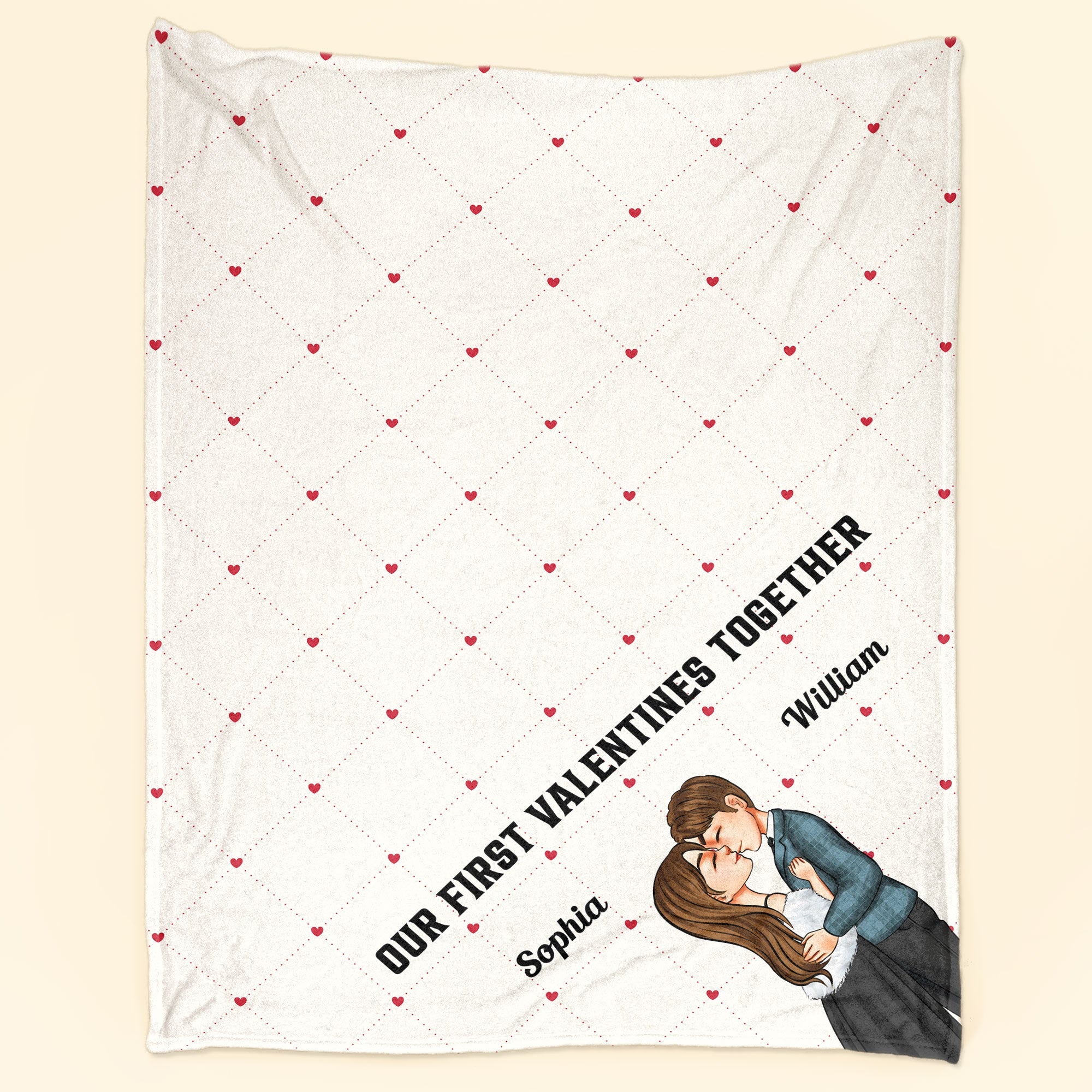 Our First Valentines Together - Personalized Couple Blanket