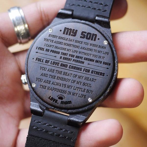 SON MOM - EVERY SINGLE DAY - WOOD WATCH Engraved Gifts Watch