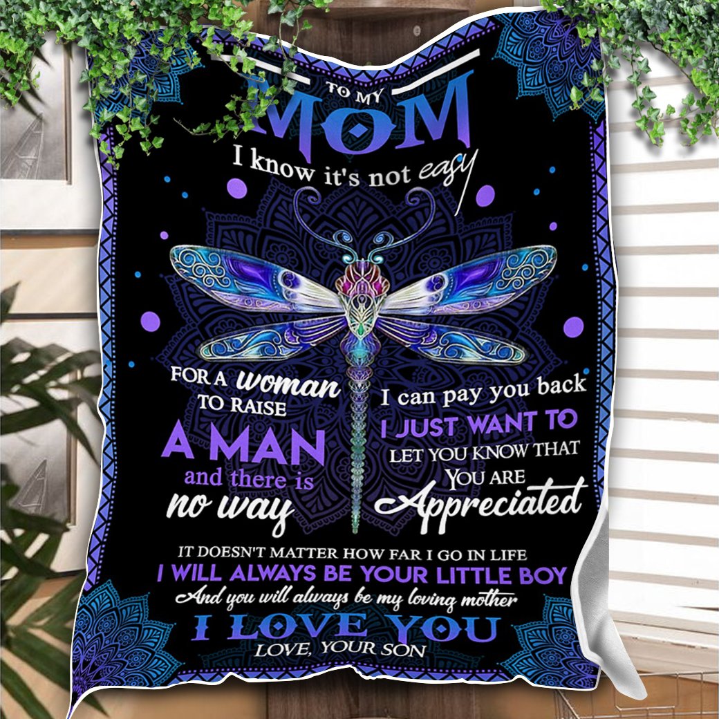 Custom Blanket Dragonfly To My Mom Blanket - Gift For Mom - Fleece Blanket-A Loves Gift
