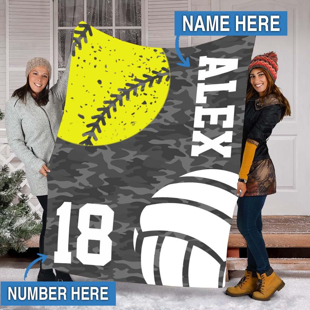 Custom Blankets Softball Volleyball Personalized Blanket - Perfect Gift For Son - Fleece Blanket-A Loves Gift