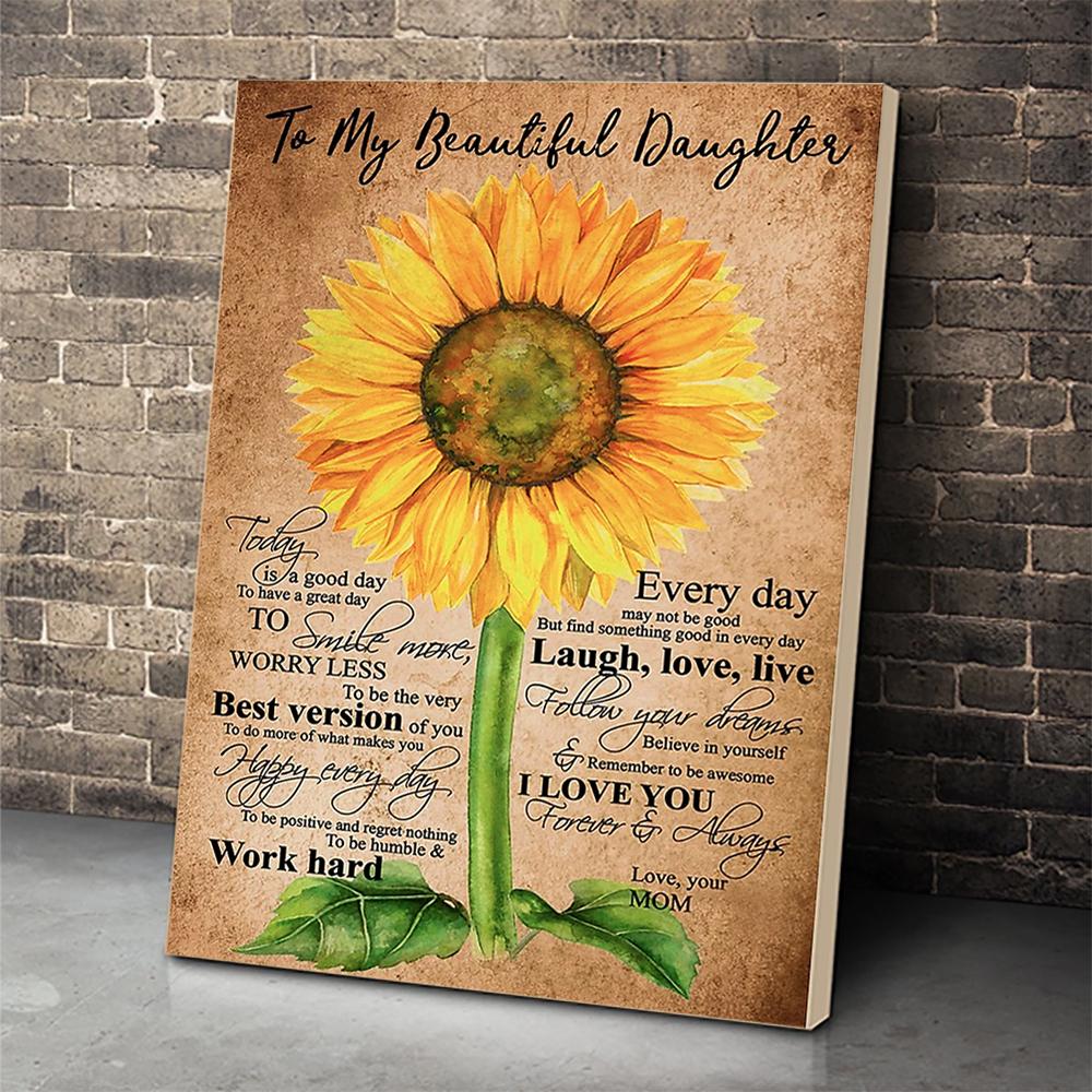 Sunflower To My Beautiful Daughter Canvas Prints Wall Art - Matte Canvas-A Loves Gift