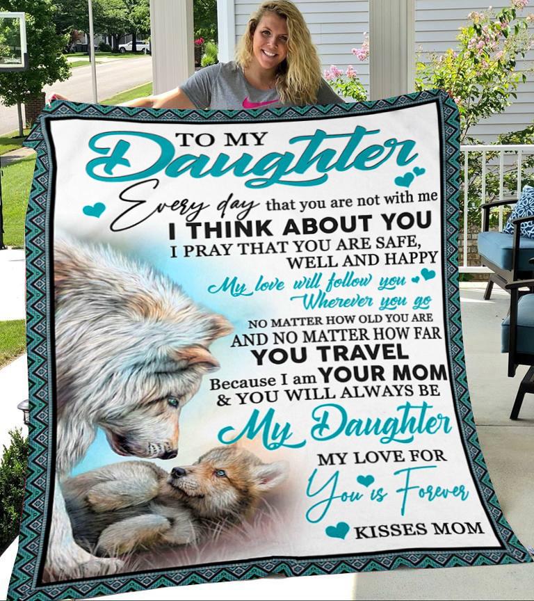 Custom Blanket To My Daughter Wolf Blanket - Gift For Daughter - Fleece Blanket-A Loves Gift