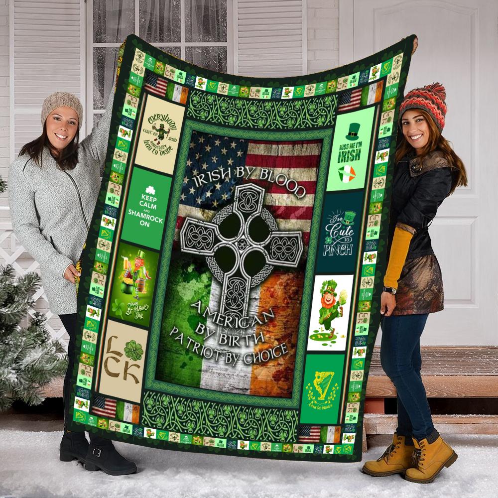 St. Patrick's Day Custom Blanket Irish By Blood American Blanket - Fleece Blanket-A Loves Gift