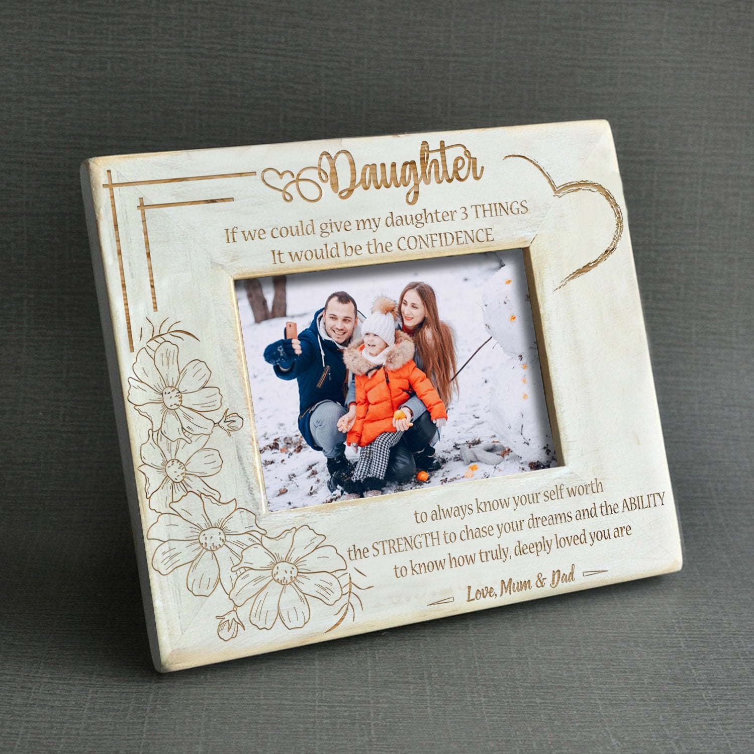 DAUGHTER PARENTS 1 - 3 THINGS - WOOD FRAME 