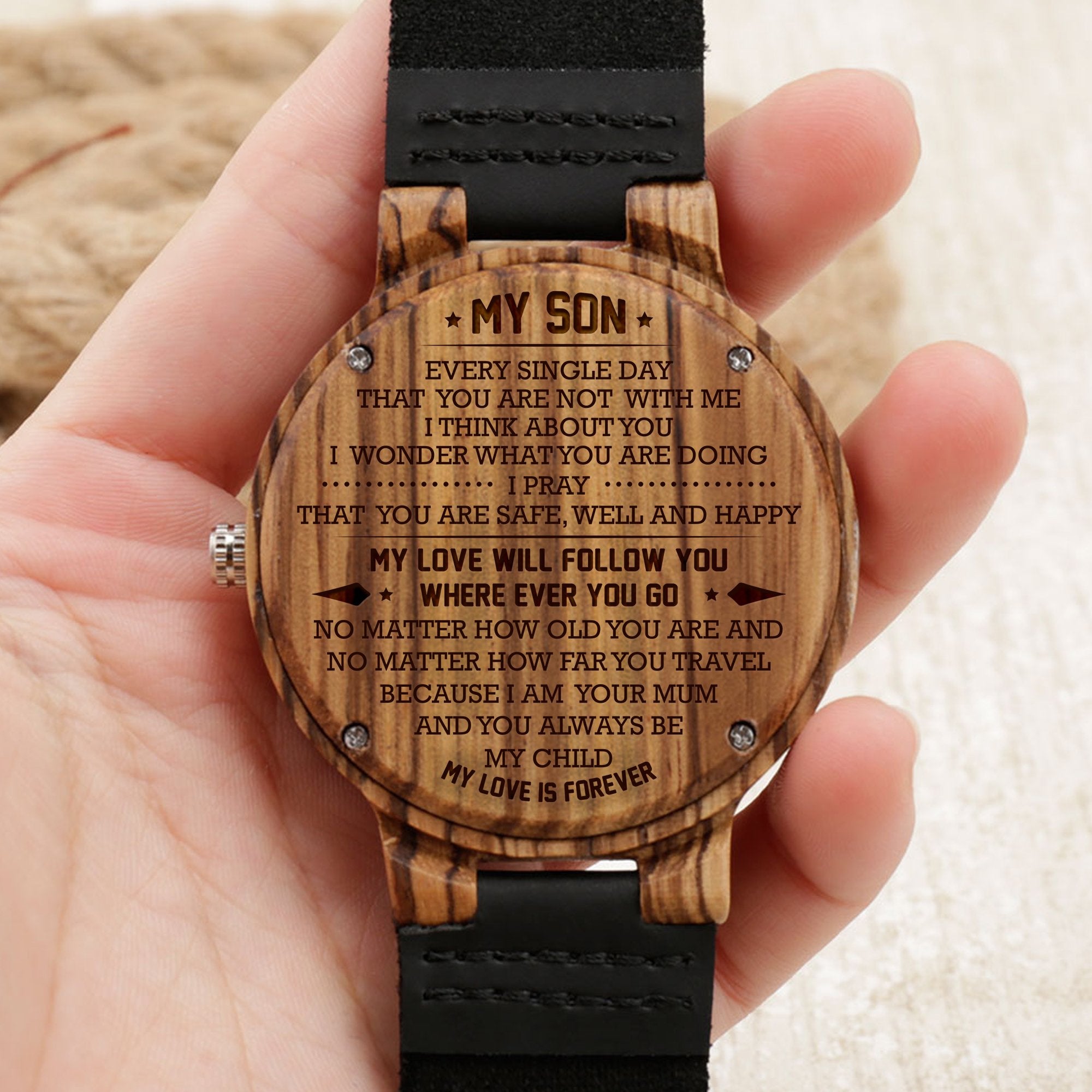 SON MUM - FOLLOW YOU - ZEBRA WOOD WATCH 