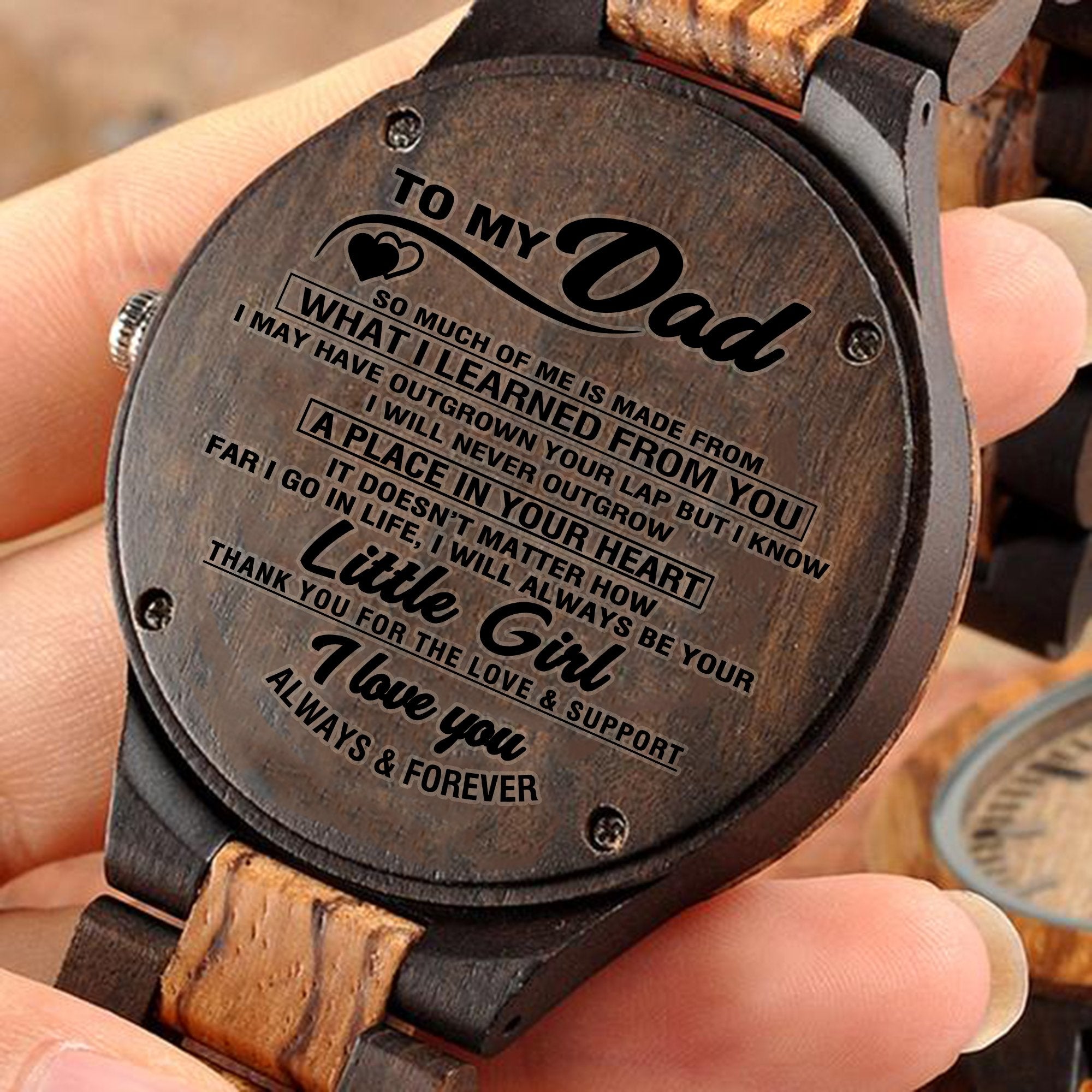 GREAT GIFTS FOR DAD - ENGRAVED WOODEN WATCH // ZEBRAWOOD + EBONY-A Loves Gift