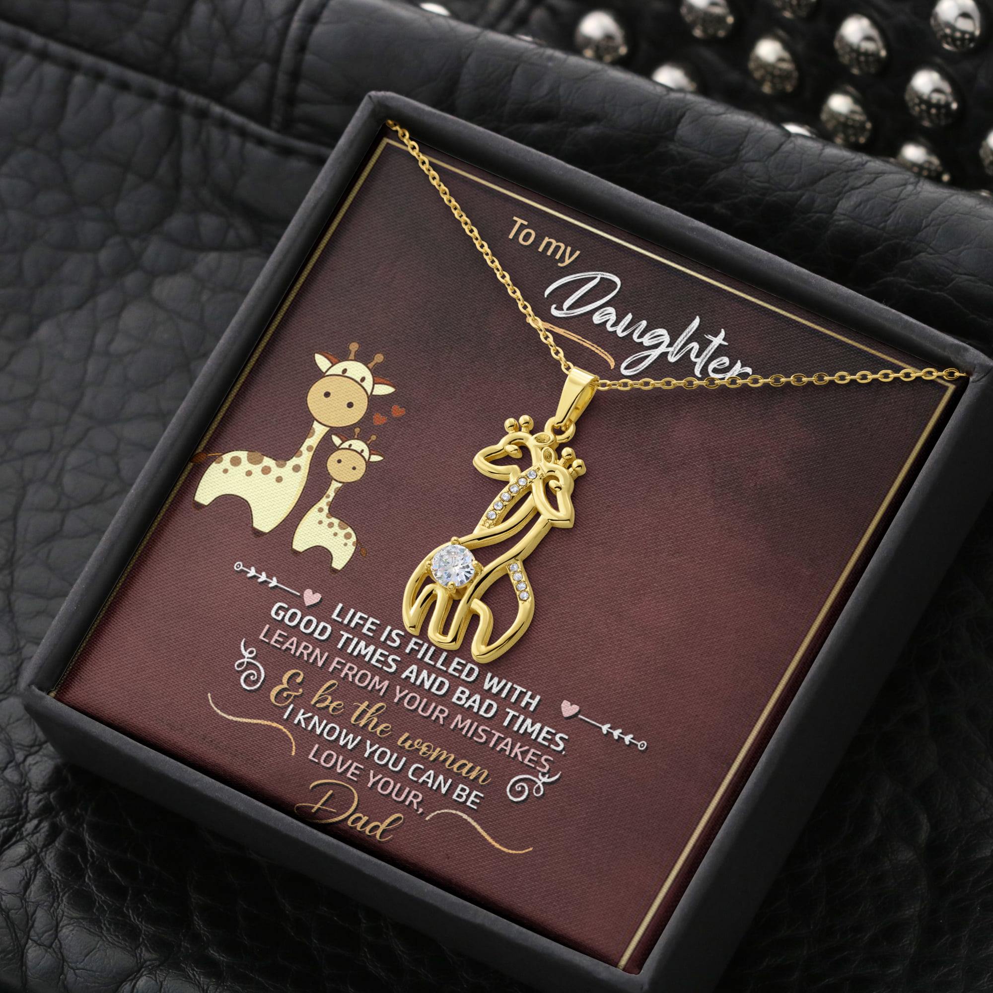 Christmas Graceful Love Giraffe Necklace Gift For Daughter with Message Card & Box-A Loves Gift