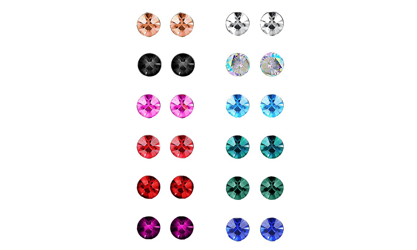 Silvertone-Plated Birthstone Stud Earrings (12-Pair), Earring, Riakoob Jewelry, Riakoob Jewelry  jewelryjewelry deals, swarovski crystal jewelry, groupon jewelry,, jewelry for mom,