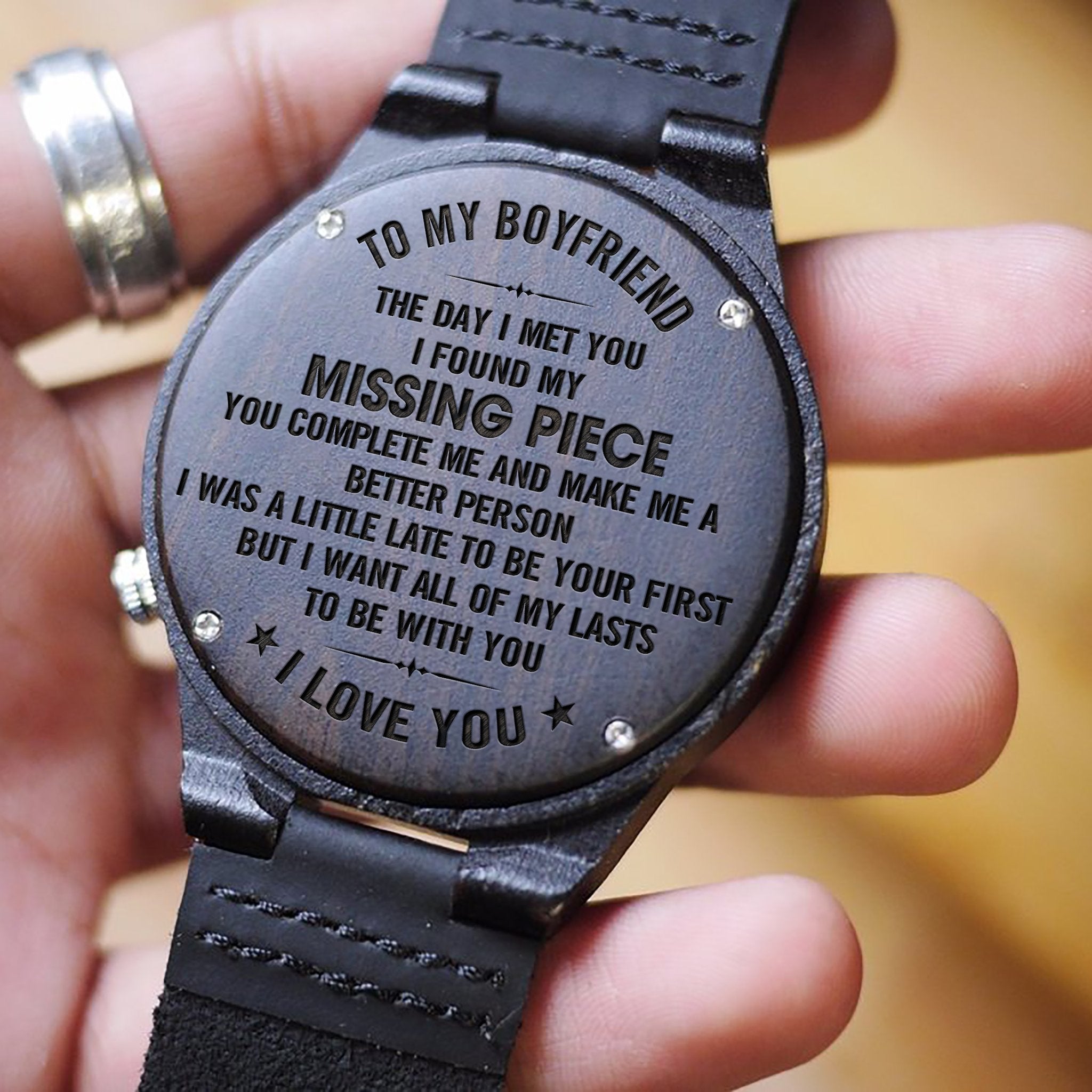 ENGRAVED WOODEN WATCH - GREAT GIFT FOR YOUR BOYFRIEND!-A Loves Gift