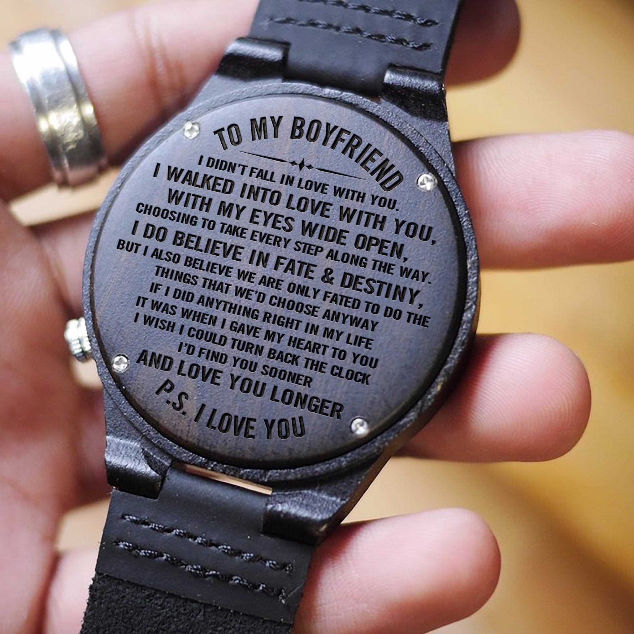 ENGRAVED WOODEN WATCH - GREAT GIFT FOR YOUR BOYFRIEND!-A Loves Gift