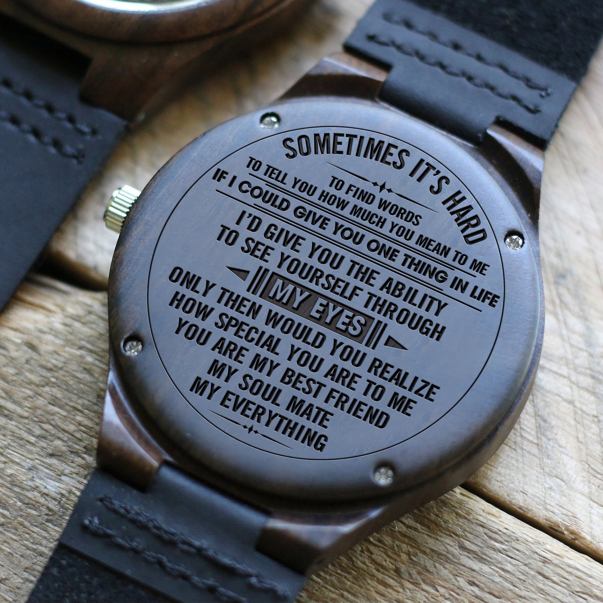 GREAT GIFTS FOR HUSBAND ENGRAVED WOODEN WATCH-A Loves Gift