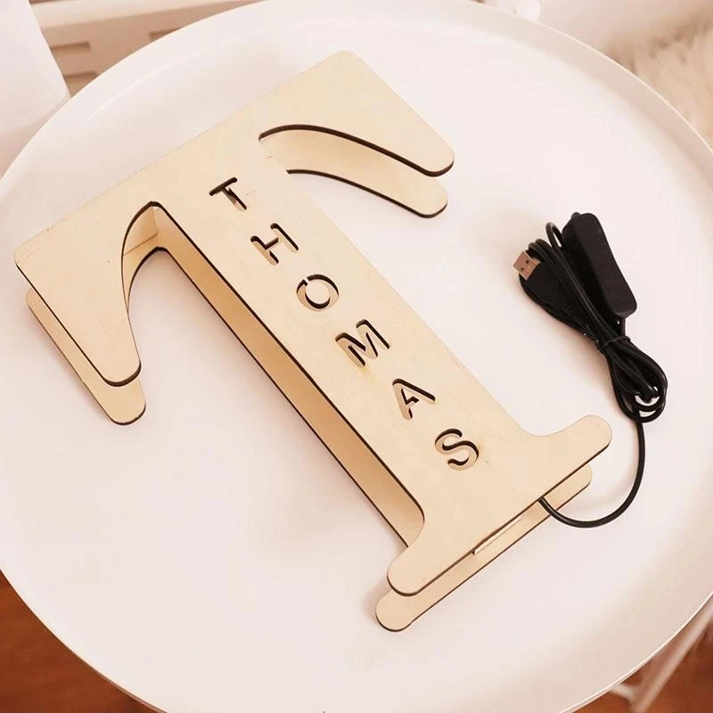 Custom Wooden Engraved Name Wall Light-A Loves Gift
