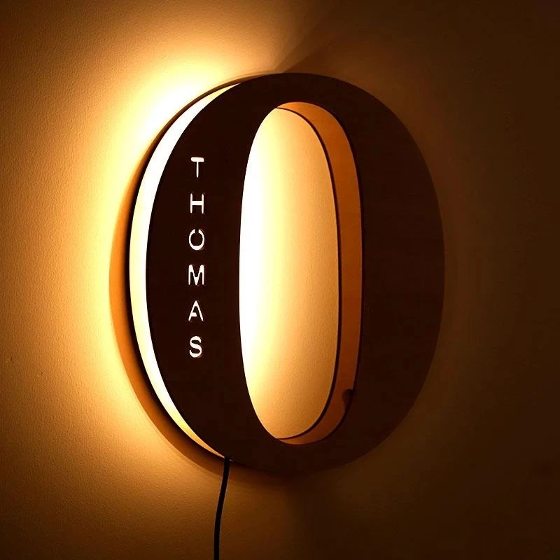 Custom Wooden Engraved Name Wall Light-A Loves Gift
