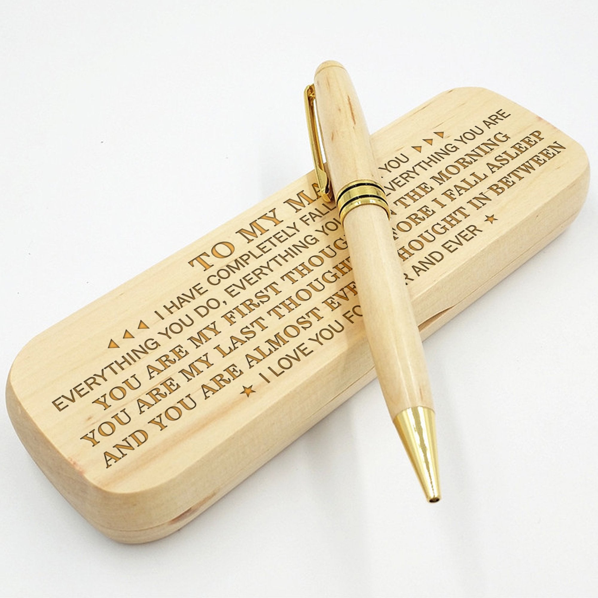 MY MAN - HAVE COMPLETELY FALLEN FOR YOU - ENGRAVED WOOD PEN CASE 