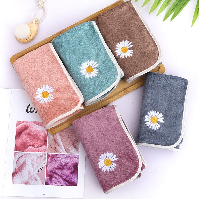 Small Daisy Cute Hanging Handkerchief Towel Hand Towel Towel Cartoon Household Hand Towel Small Towel Thick Solid Color Square Towel Hand Towel-A Loves Gift