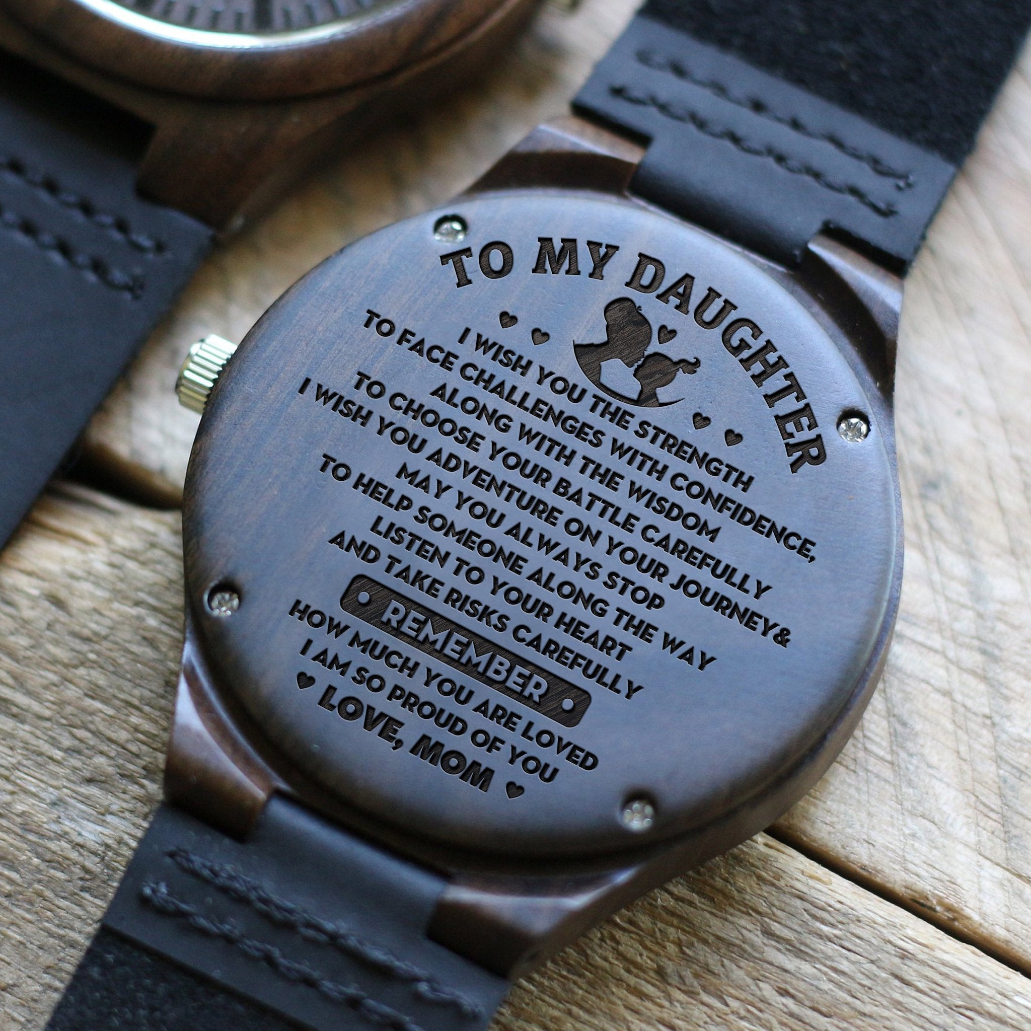 DAUGHTER MOM - To My Daughter Wooden Watch-A Loves Gift