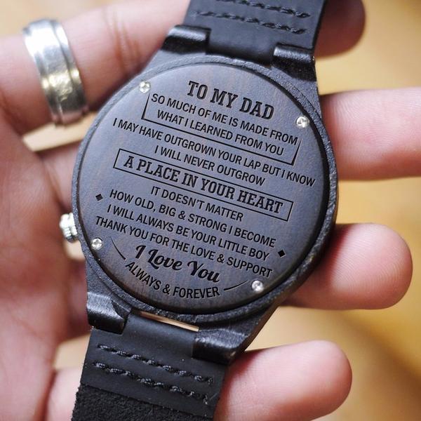 DAD - YOUR LITTLE BOY - WOOD WATCH Engraved Gifts Watch