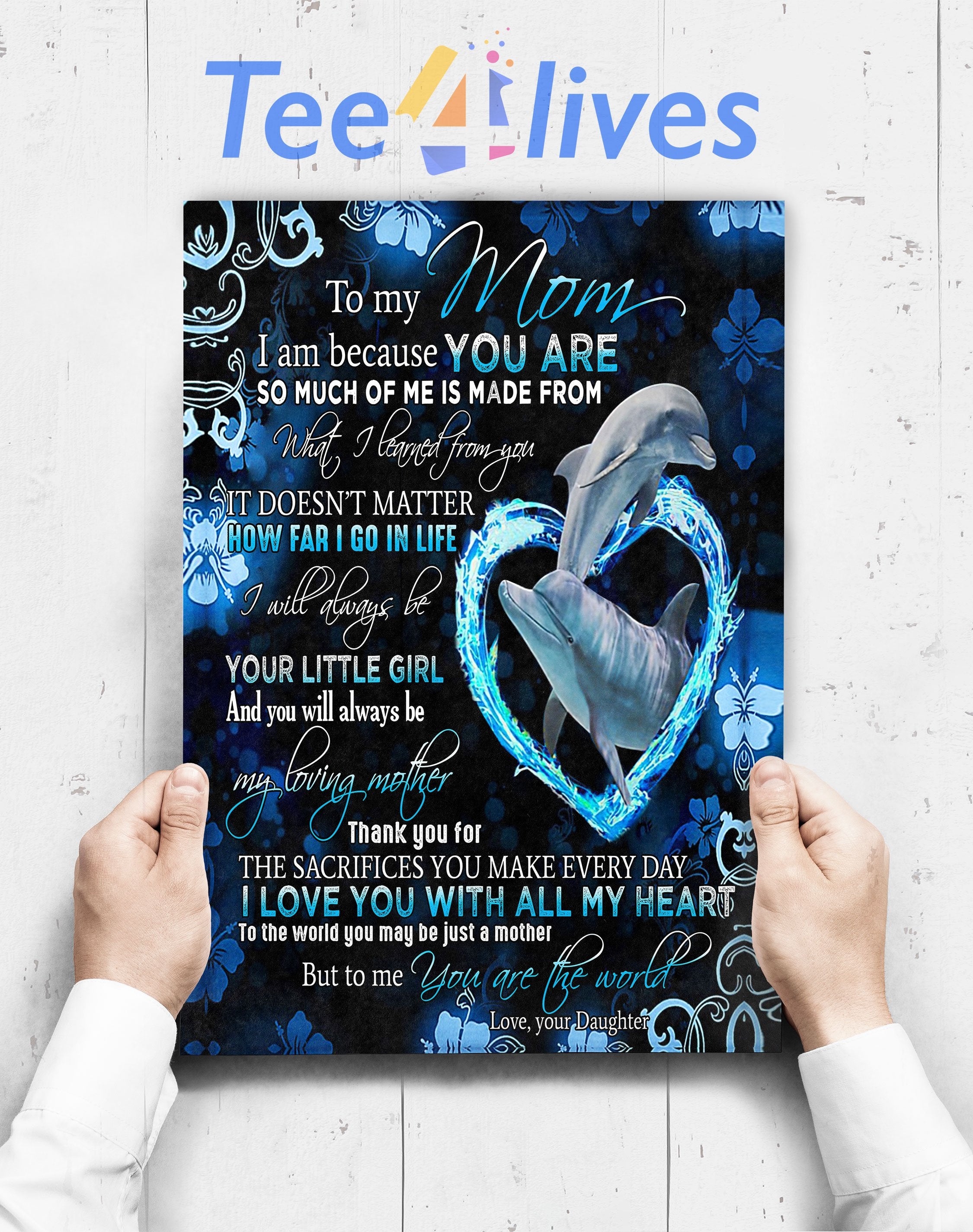 Custom Poster Prints Wall Art Dolphin To My Mom Poster - Gift for Mom-A Loves Gift