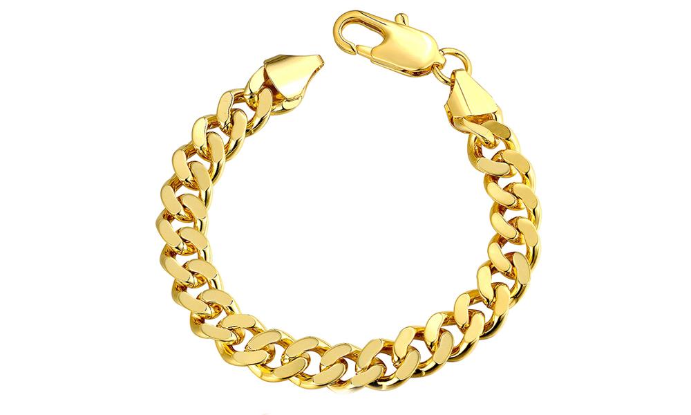 Class Curb Bracelet in 7.5" in Goldtone, Bracelet, Riakoob Jewelry, Riakoob Jewelry  jewelryjewelry deals, swarovski crystal jewelry, groupon jewelry,, jewelry for mom,
