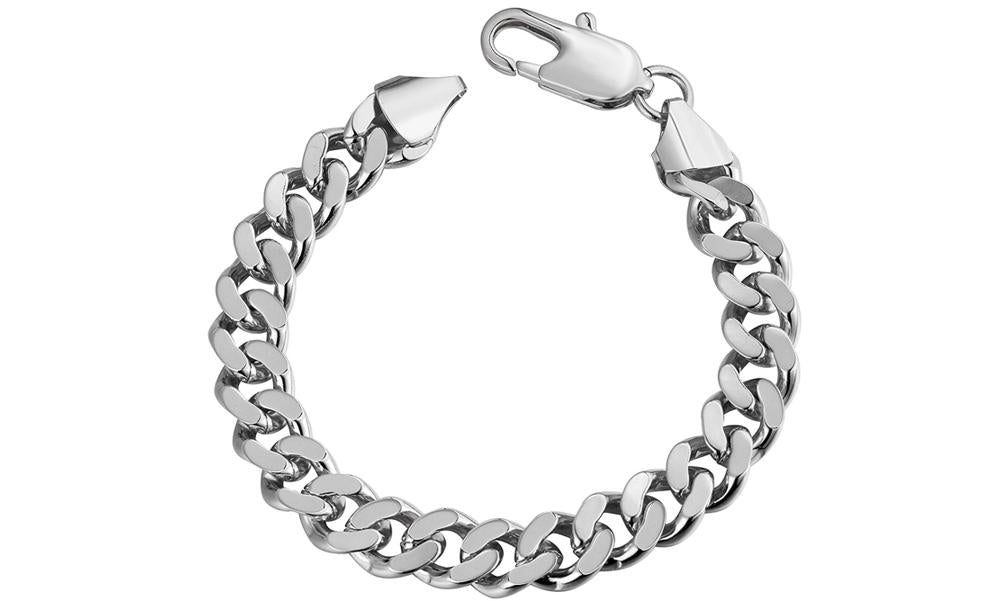 Class Curb Bracelet in 7.5" in 14K White Gold Plated, Bracelet, Riakoob Jewelry, Riakoob Jewelry  jewelryjewelry deals, swarovski crystal jewelry, groupon jewelry,, jewelry for mom,