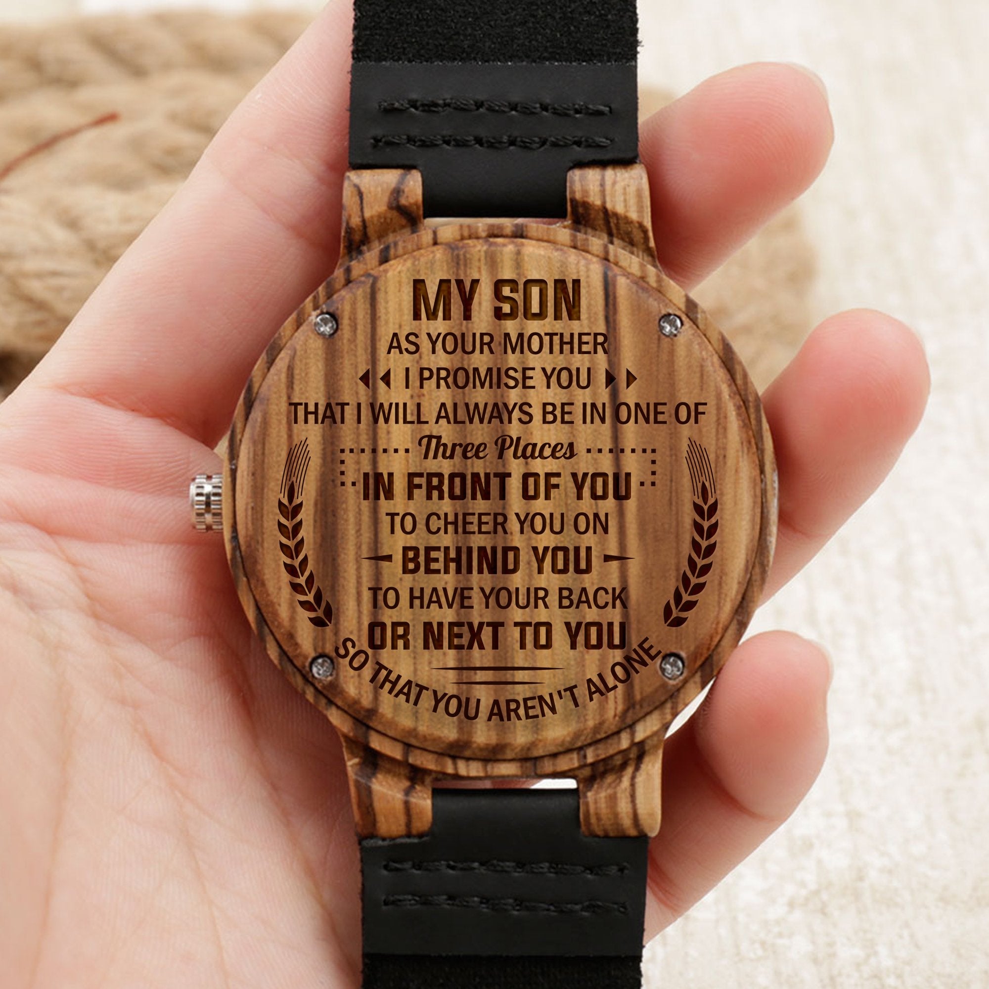 SON MOTHER - THREE PLACES - ZEBRA WOOD WATCH 