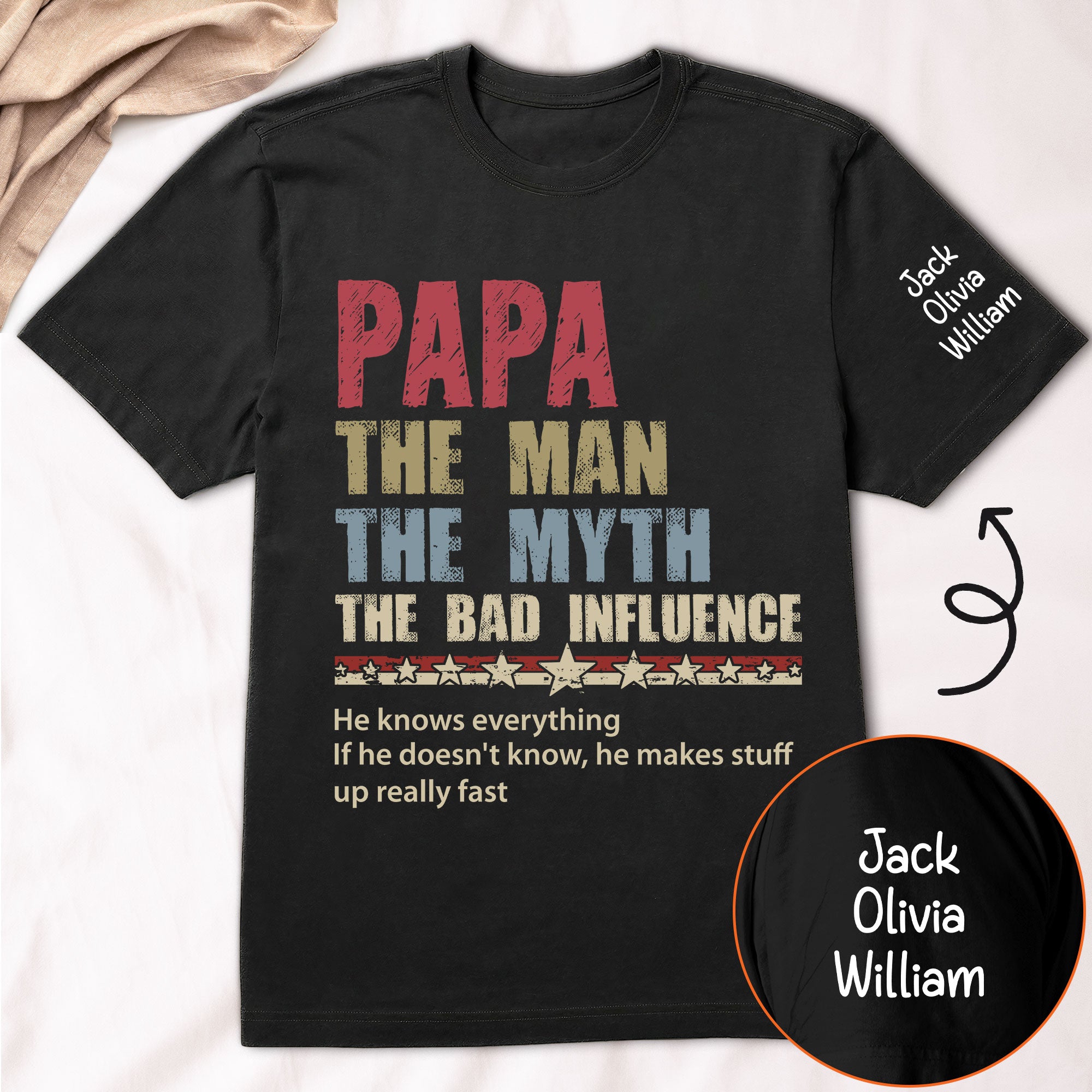 Papa The Man The Myth The Bad Influence Ver 1 - Personalized Shirt
