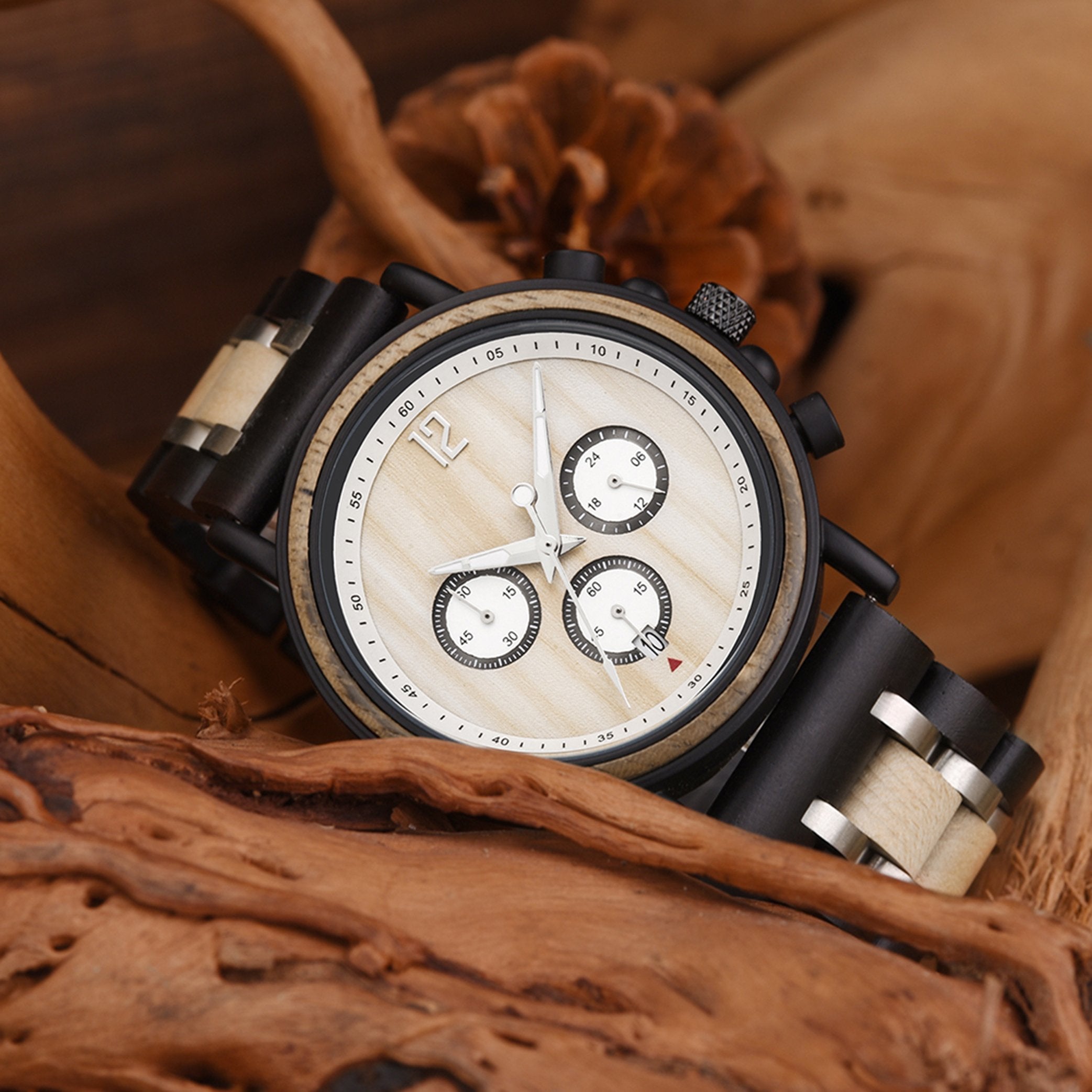 Wooden Timepieces Chronograph Quartz Watches Great Gift for Him-A Loves Gift
