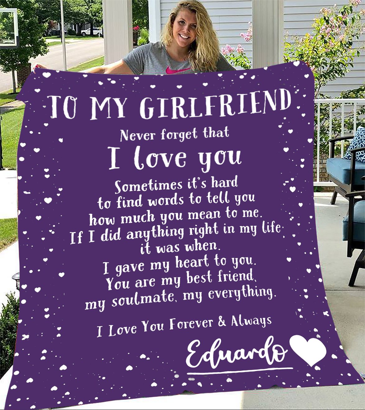 Custom Blankets Personalized Blanket - Perfect gift for Girlfriend - Fleece Blanket-A Loves Gift