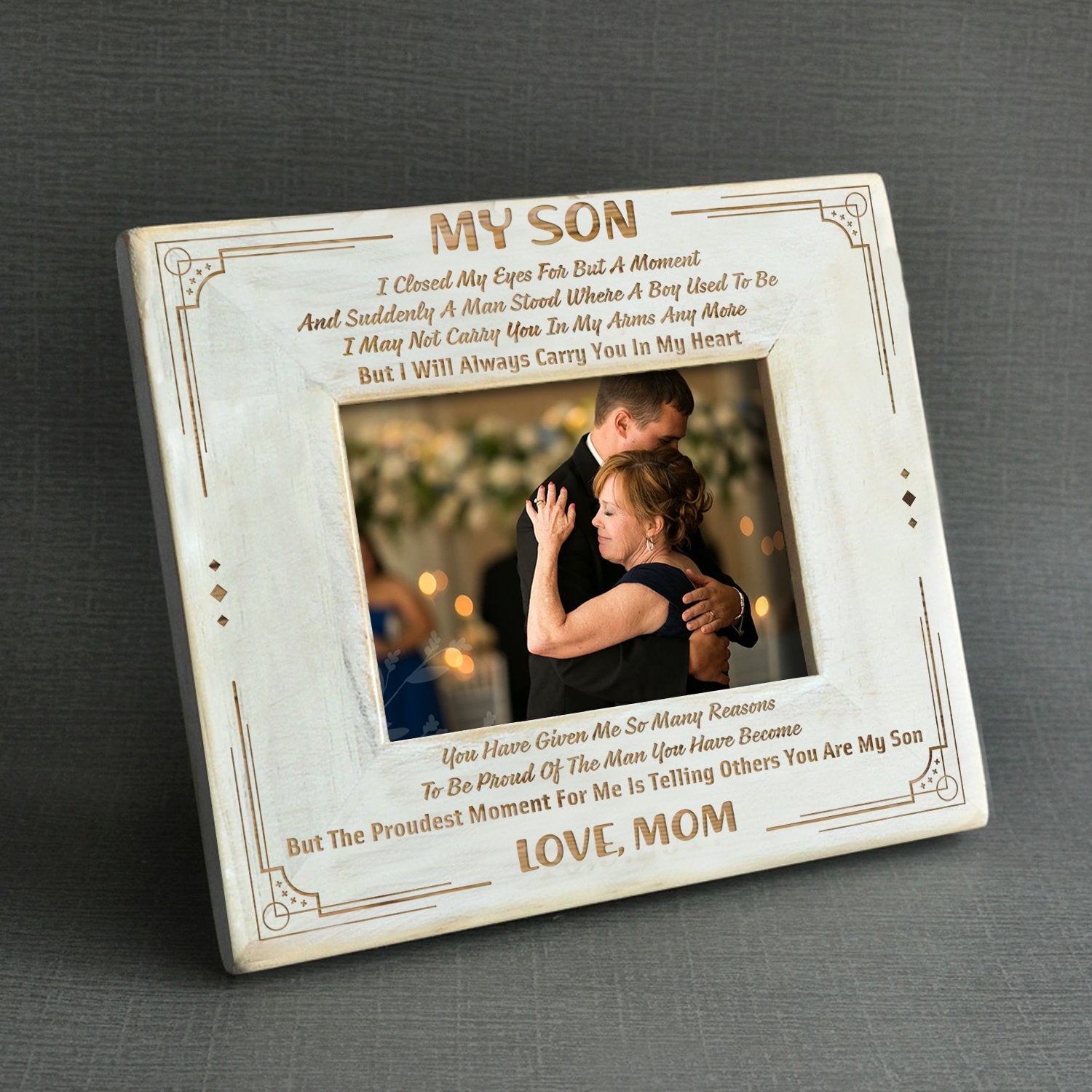 SON MOM - I WILL ALWAYS CARRY YOU IN MY HEART - WOOD FRAME 