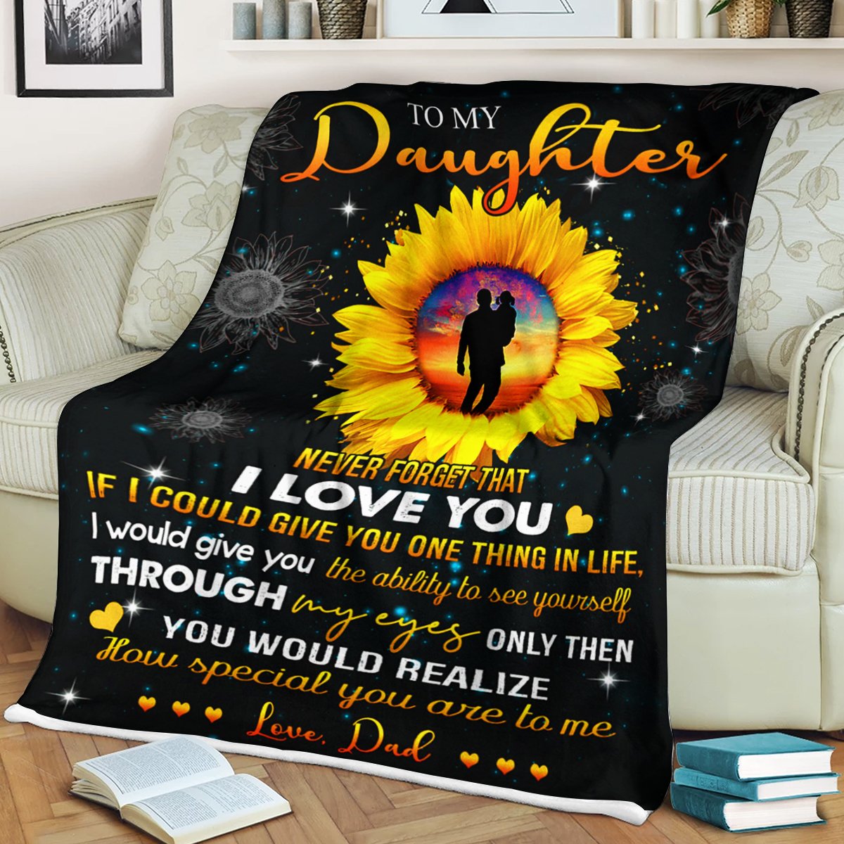 Custom Blanket Sunflower To My Daughter Blanket - Gift For Daughter - Fleece Blanket-A Loves Gift